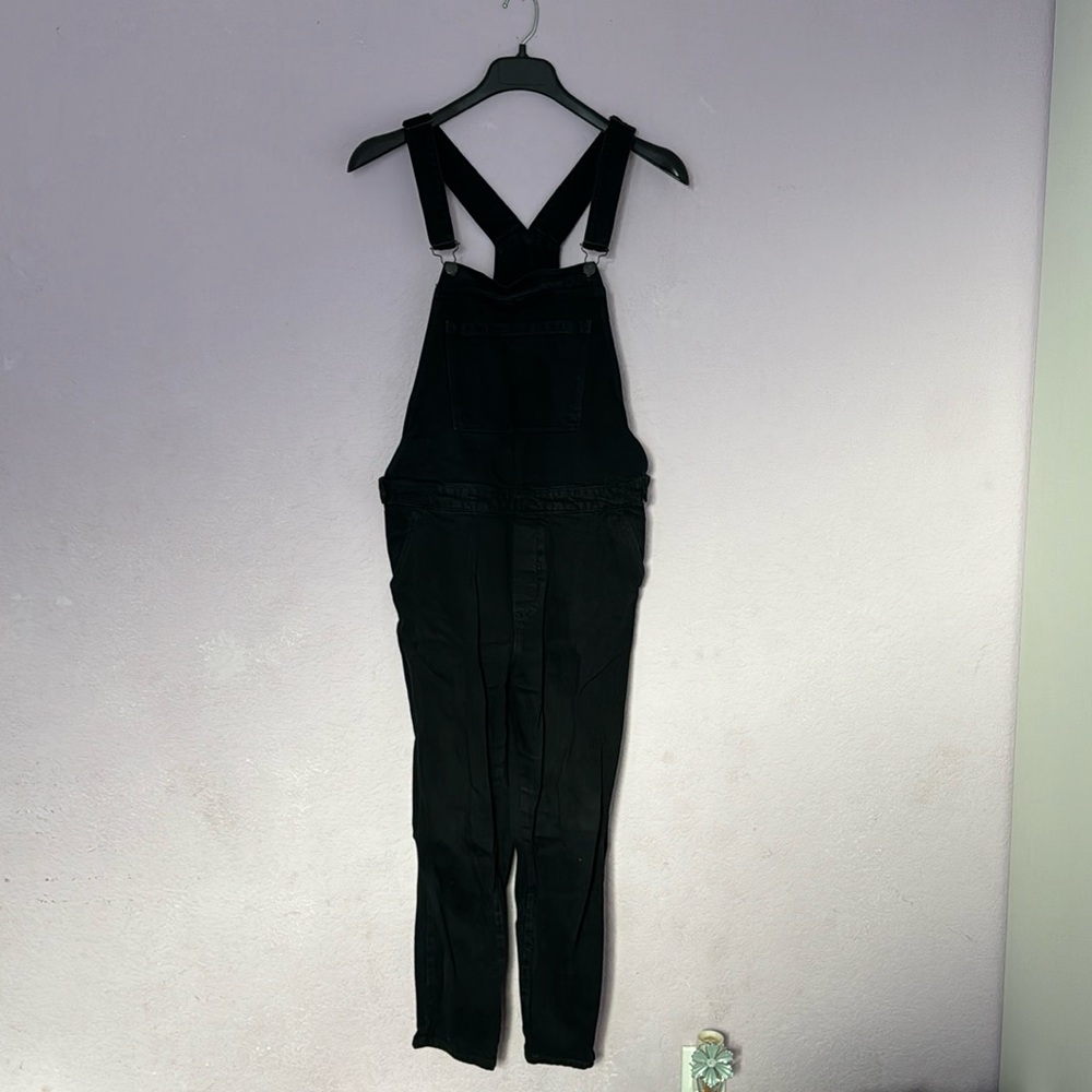 Topshop Black Denim Overalls